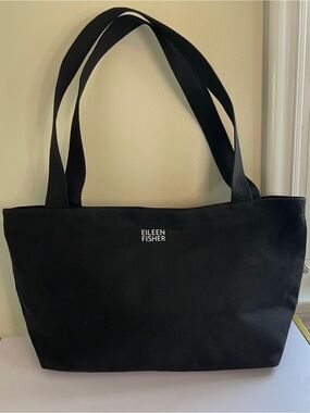 Eileen Fisher Black Canvas Tote with Double Straps